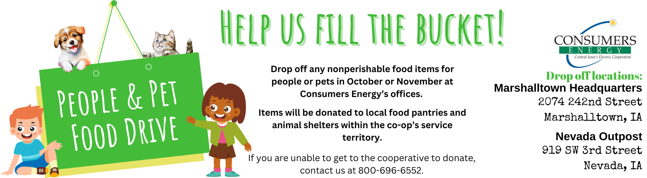 People & Pet Food Drive at the cooperative